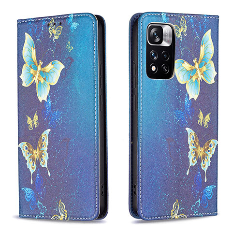 Funda de Cuero Cartera con Soporte Patron de Moda Carcasa B05F para Xiaomi Redmi Note 11 Pro+ Plus 5G Azul