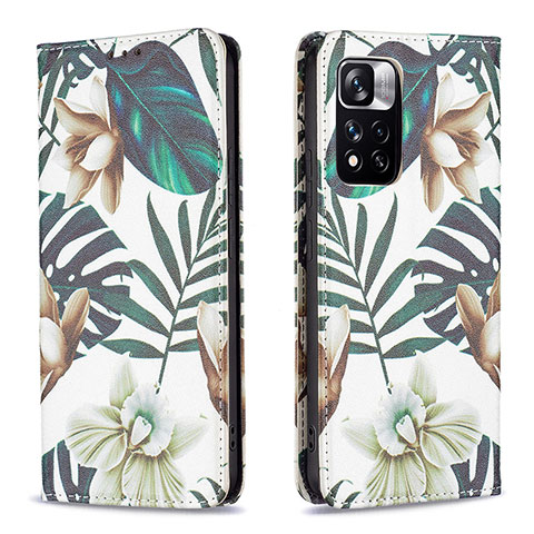 Funda de Cuero Cartera con Soporte Patron de Moda Carcasa B05F para Xiaomi Redmi Note 11 Pro+ Plus 5G Verde