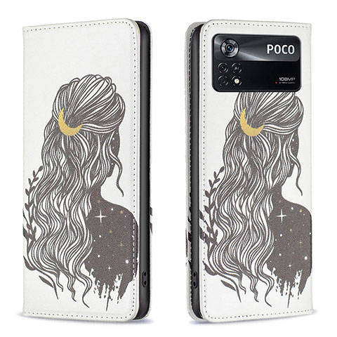 Funda de Cuero Cartera con Soporte Patron de Moda Carcasa B05F para Xiaomi Redmi Note 11E Pro 5G Negro