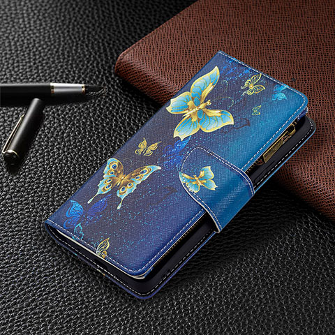 Funda de Cuero Cartera con Soporte Patron de Moda Carcasa BF3 para Xiaomi Redmi Note 10 Pro 4G Azul