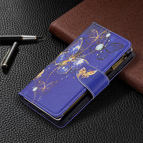 Funda de Cuero Cartera con Soporte Patron de Moda Carcasa BF3 para Xiaomi Redmi Note 10 Pro 4G Azul Real