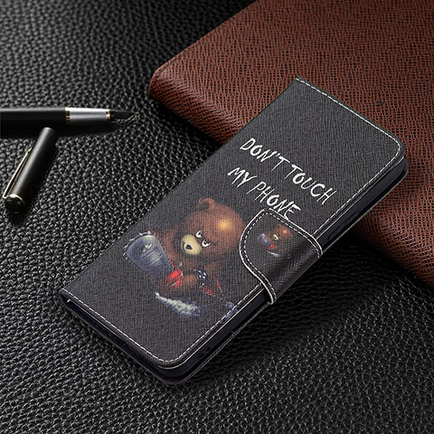 Funda de Cuero Cartera con Soporte Patron de Moda Carcasa BF4 para Xiaomi Redmi Note 10 Pro 4G Gris Oscuro