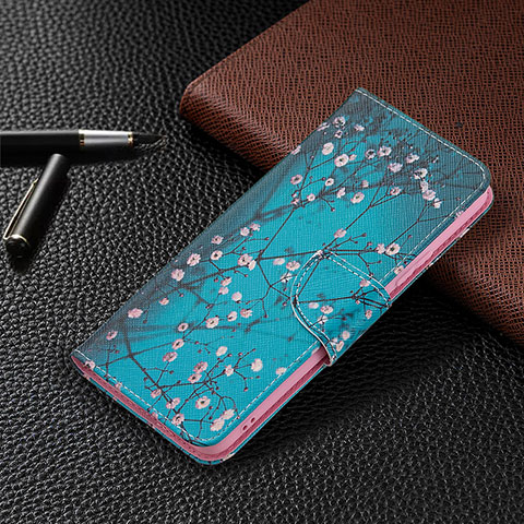 Funda de Cuero Cartera con Soporte Patron de Moda Carcasa BF4 para Xiaomi Redmi Note 10 Pro Max Cian