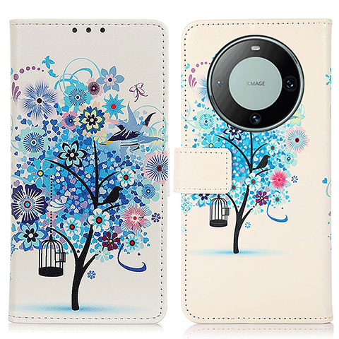 Funda de Cuero Cartera con Soporte Patron de Moda Carcasa D02Y para Huawei Mate 60 Pro Azul