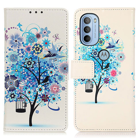 Funda de Cuero Cartera con Soporte Patron de Moda Carcasa D02Y para Motorola Moto G41 Azul