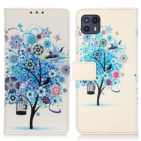 Funda de Cuero Cartera con Soporte Patron de Moda Carcasa D02Y para Motorola Moto G50 5G Azul