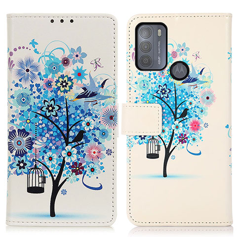 Funda de Cuero Cartera con Soporte Patron de Moda Carcasa D02Y para Motorola Moto G50 Azul