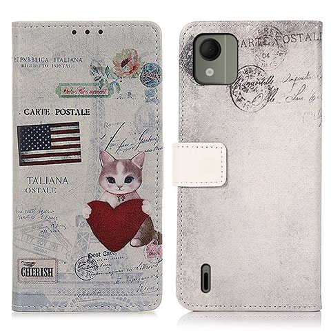 Funda de Cuero Cartera con Soporte Patron de Moda Carcasa D02Y para Nokia C110 Gris