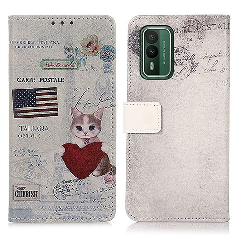 Funda de Cuero Cartera con Soporte Patron de Moda Carcasa D02Y para Nokia XR21 Gris