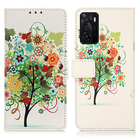 Funda de Cuero Cartera con Soporte Patron de Moda Carcasa D02Y para Oppo A55S 5G Vistoso