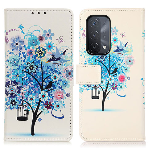 Funda de Cuero Cartera con Soporte Patron de Moda Carcasa D02Y para Oppo A74 5G Azul