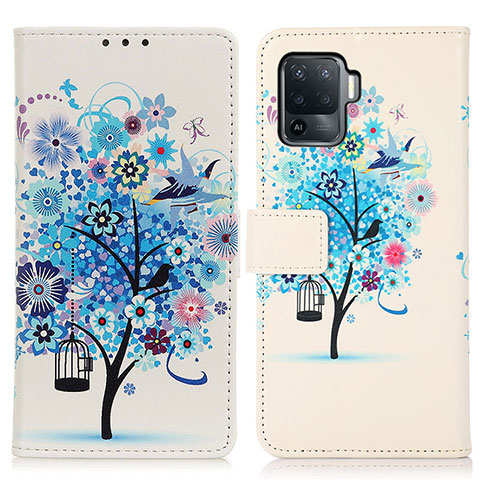 Funda de Cuero Cartera con Soporte Patron de Moda Carcasa D02Y para Oppo A94 4G Azul