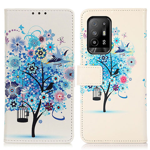 Funda de Cuero Cartera con Soporte Patron de Moda Carcasa D02Y para Oppo A94 5G Azul