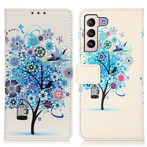 Funda de Cuero Cartera con Soporte Patron de Moda Carcasa D02Y para Samsung Galaxy S21 5G Azul