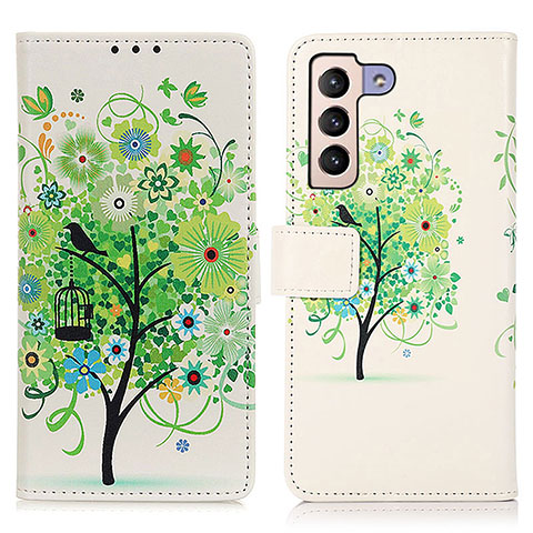 Funda de Cuero Cartera con Soporte Patron de Moda Carcasa D02Y para Samsung Galaxy S22 5G Verde