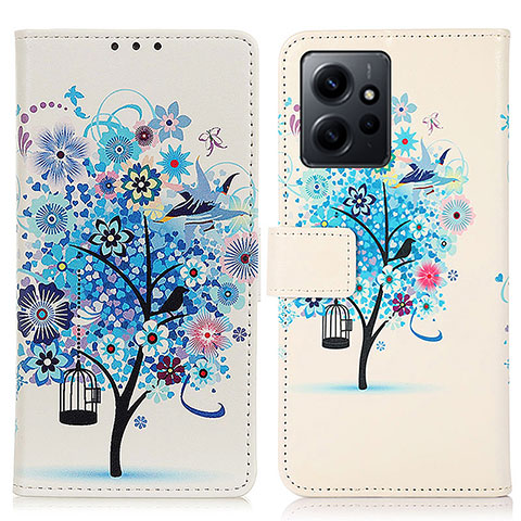 Funda de Cuero Cartera con Soporte Patron de Moda Carcasa D02Y para Xiaomi Redmi Note 12 4G Azul