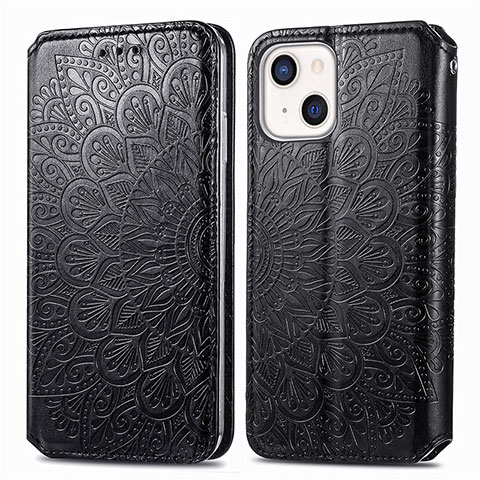 Funda de Cuero Cartera con Soporte Patron de Moda Carcasa H01 para Apple iPhone 13 Mini Negro