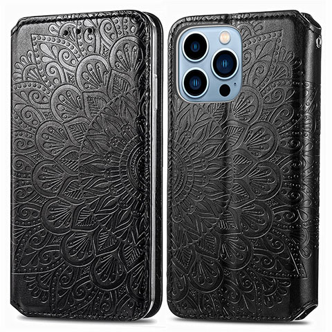 Funda de Cuero Cartera con Soporte Patron de Moda Carcasa H01 para Apple iPhone 13 Pro Negro