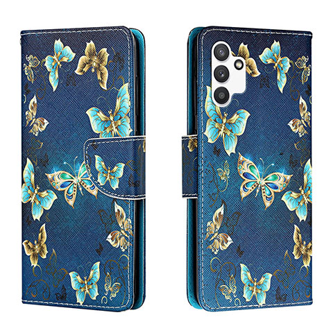 Funda de Cuero Cartera con Soporte Patron de Moda Carcasa H01X para Samsung Galaxy A13 4G Azul Real