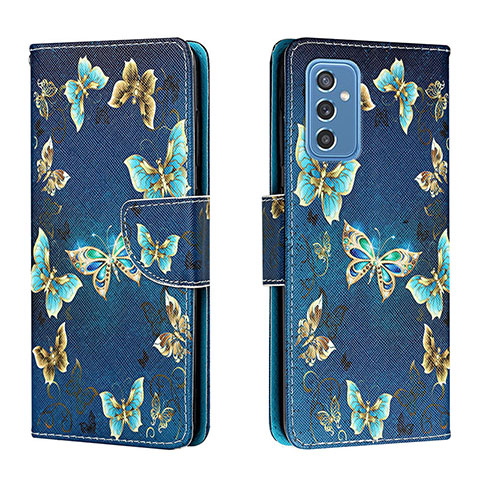 Funda de Cuero Cartera con Soporte Patron de Moda Carcasa H01X para Samsung Galaxy M52 5G Azul Real