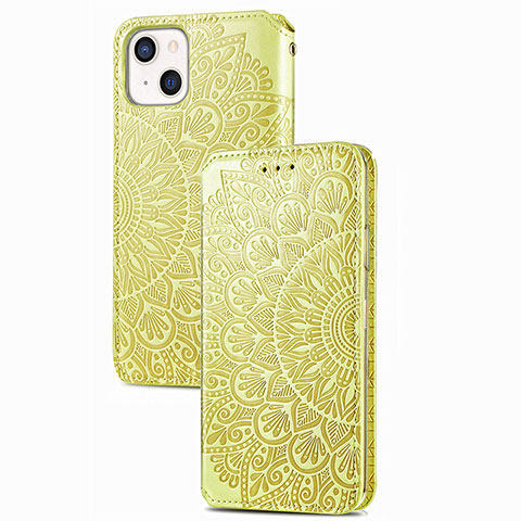 Funda de Cuero Cartera con Soporte Patron de Moda Carcasa H02 para Apple iPhone 13 Amarillo