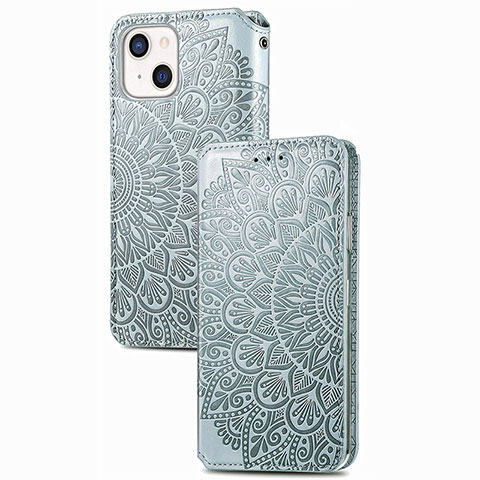 Funda de Cuero Cartera con Soporte Patron de Moda Carcasa H02 para Apple iPhone 14 Plata