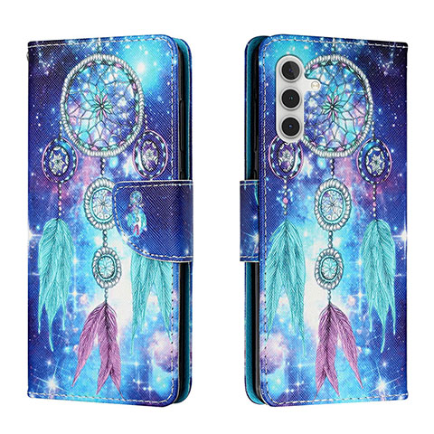 Funda de Cuero Cartera con Soporte Patron de Moda Carcasa H02X para Samsung Galaxy A04s Azul