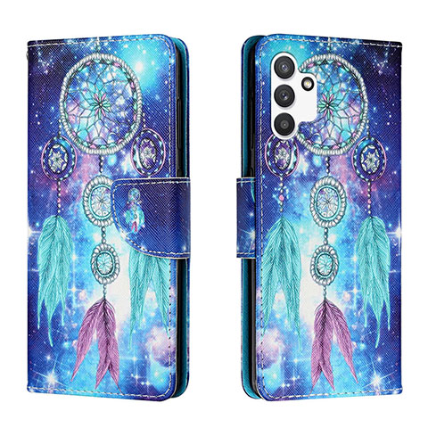 Funda de Cuero Cartera con Soporte Patron de Moda Carcasa H02X para Samsung Galaxy A13 4G Azul