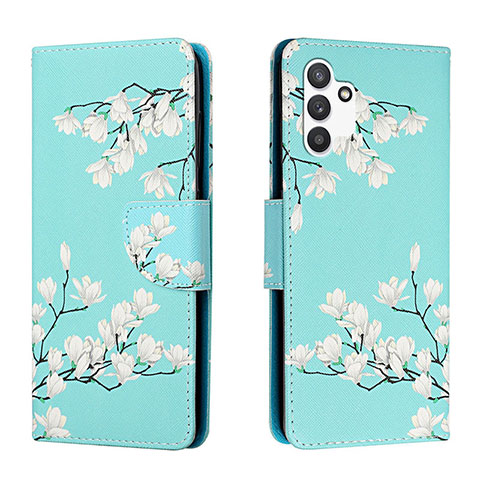 Funda de Cuero Cartera con Soporte Patron de Moda Carcasa H02X para Samsung Galaxy A13 4G Cian