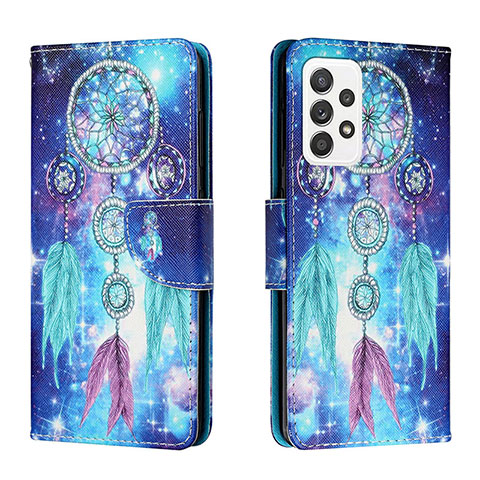 Funda de Cuero Cartera con Soporte Patron de Moda Carcasa H02X para Samsung Galaxy A53 5G Azul