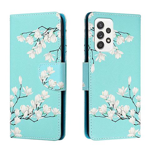 Funda de Cuero Cartera con Soporte Patron de Moda Carcasa H02X para Samsung Galaxy A53 5G Cian