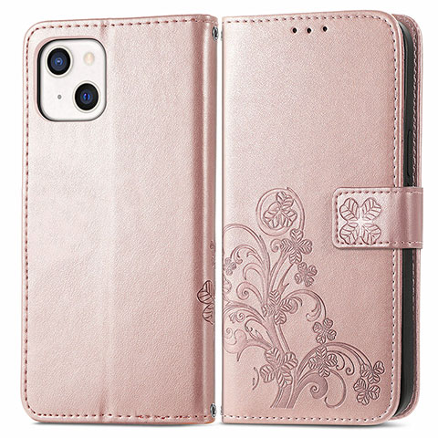 Funda de Cuero Cartera con Soporte Patron de Moda Carcasa H03 para Apple iPhone 13 Oro Rosa