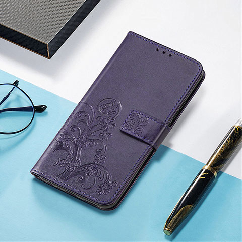 Funda de Cuero Cartera con Soporte Patron de Moda Carcasa H04 para Apple iPhone 13 Mini Morado