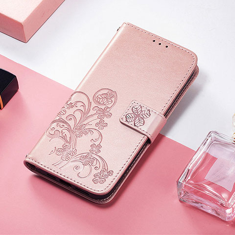 Funda de Cuero Cartera con Soporte Patron de Moda Carcasa H04 para Apple iPhone 13 Pro Max Oro Rosa