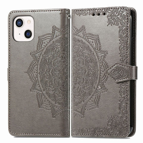 Funda de Cuero Cartera con Soporte Patron de Moda Carcasa H05 para Apple iPhone 13 Mini Gris