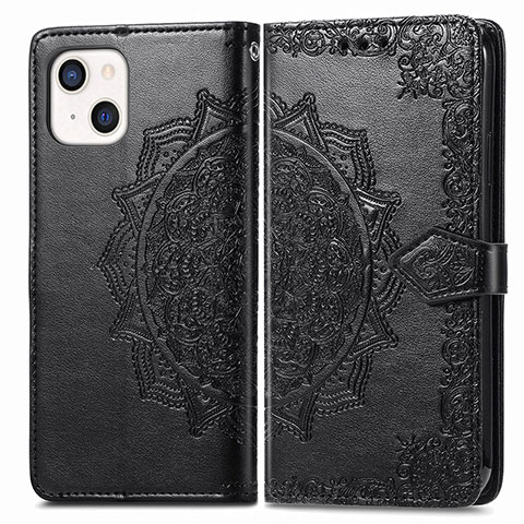 Funda de Cuero Cartera con Soporte Patron de Moda Carcasa H05 para Apple iPhone 14 Plus Negro