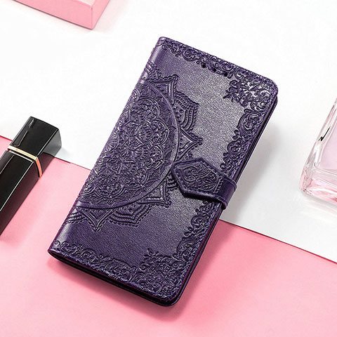 Funda de Cuero Cartera con Soporte Patron de Moda Carcasa H05 para Apple iPhone 14 Pro Morado