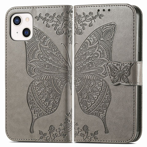 Funda de Cuero Cartera con Soporte Patron de Moda Carcasa H07 para Apple iPhone 13 Gris