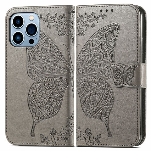 Funda de Cuero Cartera con Soporte Patron de Moda Carcasa H07 para Apple iPhone 13 Pro Max Gris