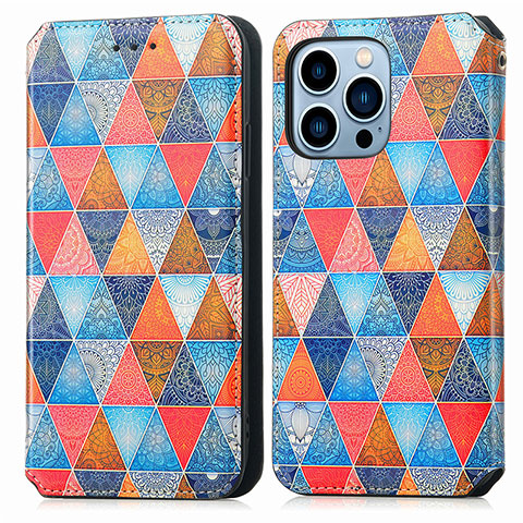 Funda de Cuero Cartera con Soporte Patron de Moda Carcasa H10 para Apple iPhone 13 Pro Multicolor