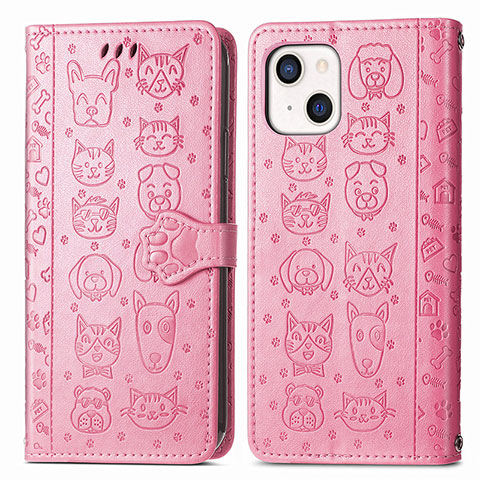 Funda de Cuero Cartera con Soporte Patron de Moda Carcasa H11 para Apple iPhone 13 Mini Rosa