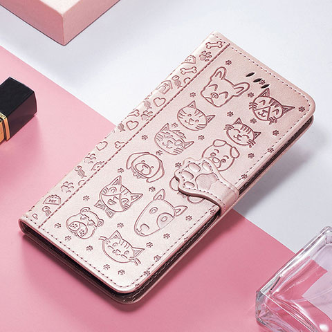 Funda de Cuero Cartera con Soporte Patron de Moda Carcasa H11 para Apple iPhone 13 Pro Max Oro Rosa