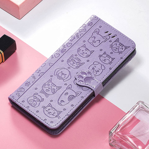 Funda de Cuero Cartera con Soporte Patron de Moda Carcasa H11 para Apple iPhone 13 Pro Morado