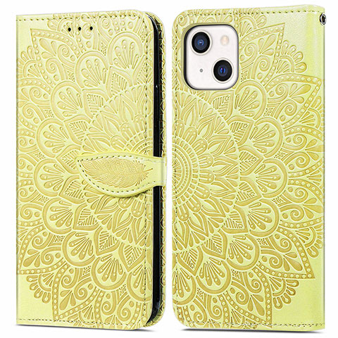 Funda de Cuero Cartera con Soporte Patron de Moda Carcasa H13 para Apple iPhone 13 Amarillo