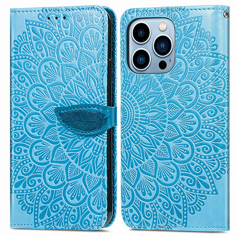 Funda de Cuero Cartera con Soporte Patron de Moda Carcasa H13 para Apple iPhone 13 Pro Max Azul