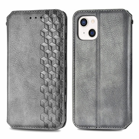 Funda de Cuero Cartera con Soporte Patron de Moda Carcasa H15 para Apple iPhone 13 Gris