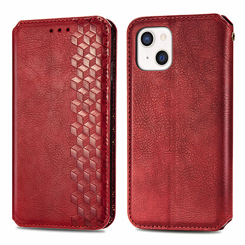 Funda de Cuero Cartera con Soporte Patron de Moda Carcasa H15 para Apple iPhone 13 Rojo