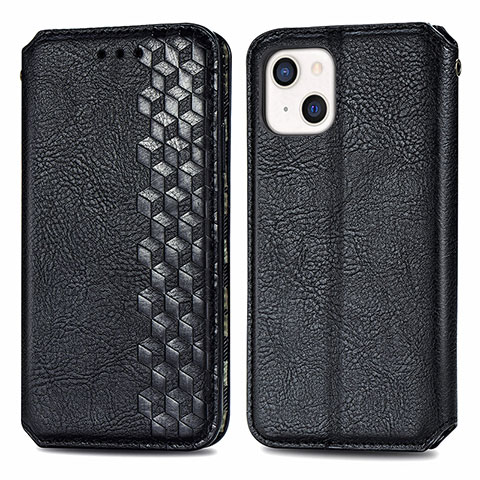 Funda de Cuero Cartera con Soporte Patron de Moda Carcasa H15 para Apple iPhone 15 Negro