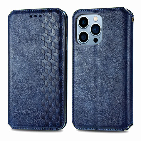 Funda de Cuero Cartera con Soporte Patron de Moda Carcasa H15 para Apple iPhone 16 Pro Max Azul