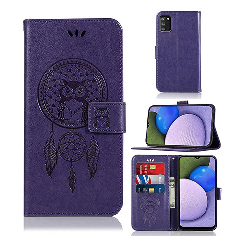 Funda de Cuero Cartera con Soporte Patron de Moda Carcasa JX1 para Samsung Galaxy A02s Morado